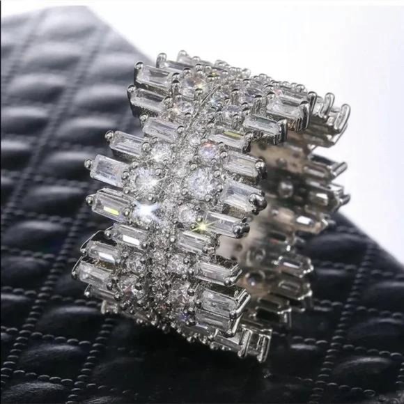 ROUND SQUARE 925 STERLING SILVER MICRO PAVED DIAMOND RING, CUTE RING, SHINY RING - Picture 7 of 7